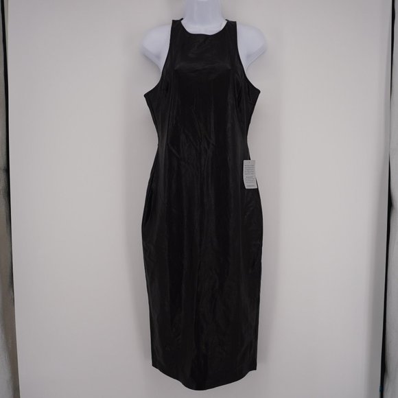 Amanda Uprichard Dresses & Skirts - Amanda Uprichard Women's NWT Black Faux Leather Sleeveless Sheath Dress Size Lg